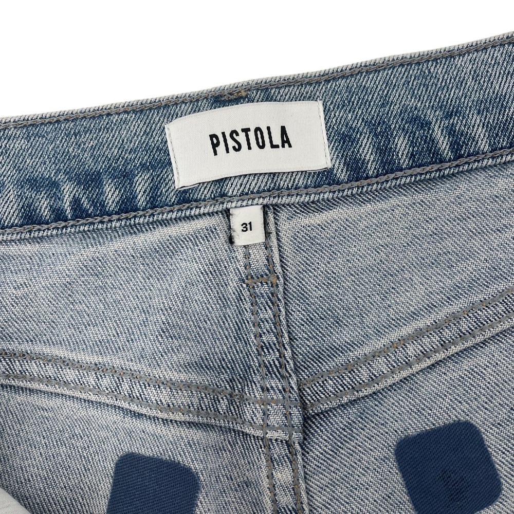 Pistola Lana Crop Wide Leg Jeans in Snowcat Raw Hem Cuffed Blue Denim Size 31 - Picture 10 of 12
